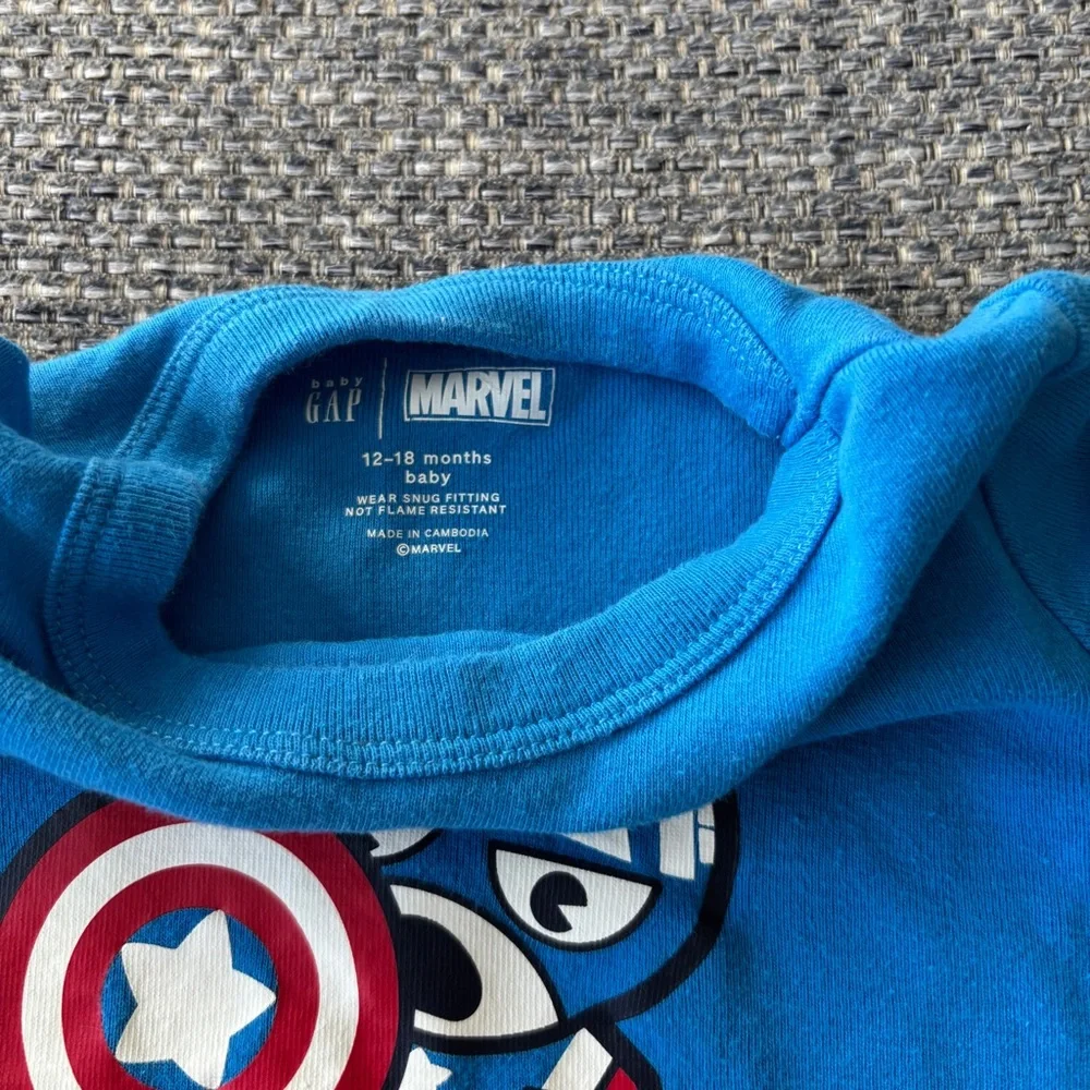 Gap Marvel Captain America Pajama Set 12-18M Superhero Kids PJ Set